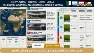 الملاعب المستضيفة للمجموعة ي: التحليل الجغرافي والبيئي للأسطح