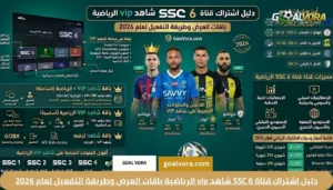 دليل اشتراك قناة SSC 6 شاهد vip الرياضية باقات العرض وطريقة التفعيل لعام 2026