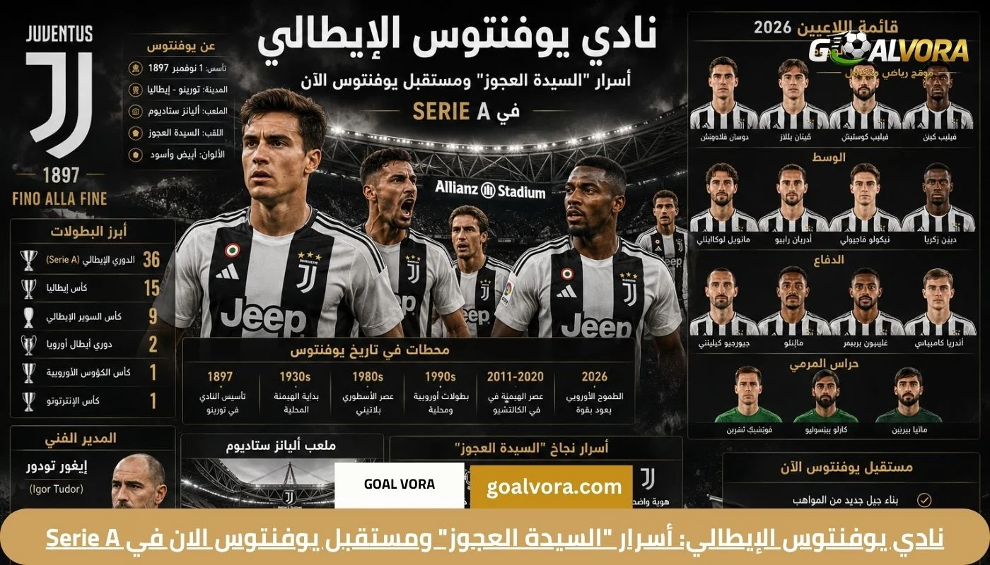 نادي يوفنتوس الإيطالي: أسرار “السيدة العجوز” ومستقبل يوفنتوس الان في Serie A 2026 نادي يوفنتوس الإيطالي: أسرار "السيدة العجوز" ومستقبل يوفنتوس الان في Serie A